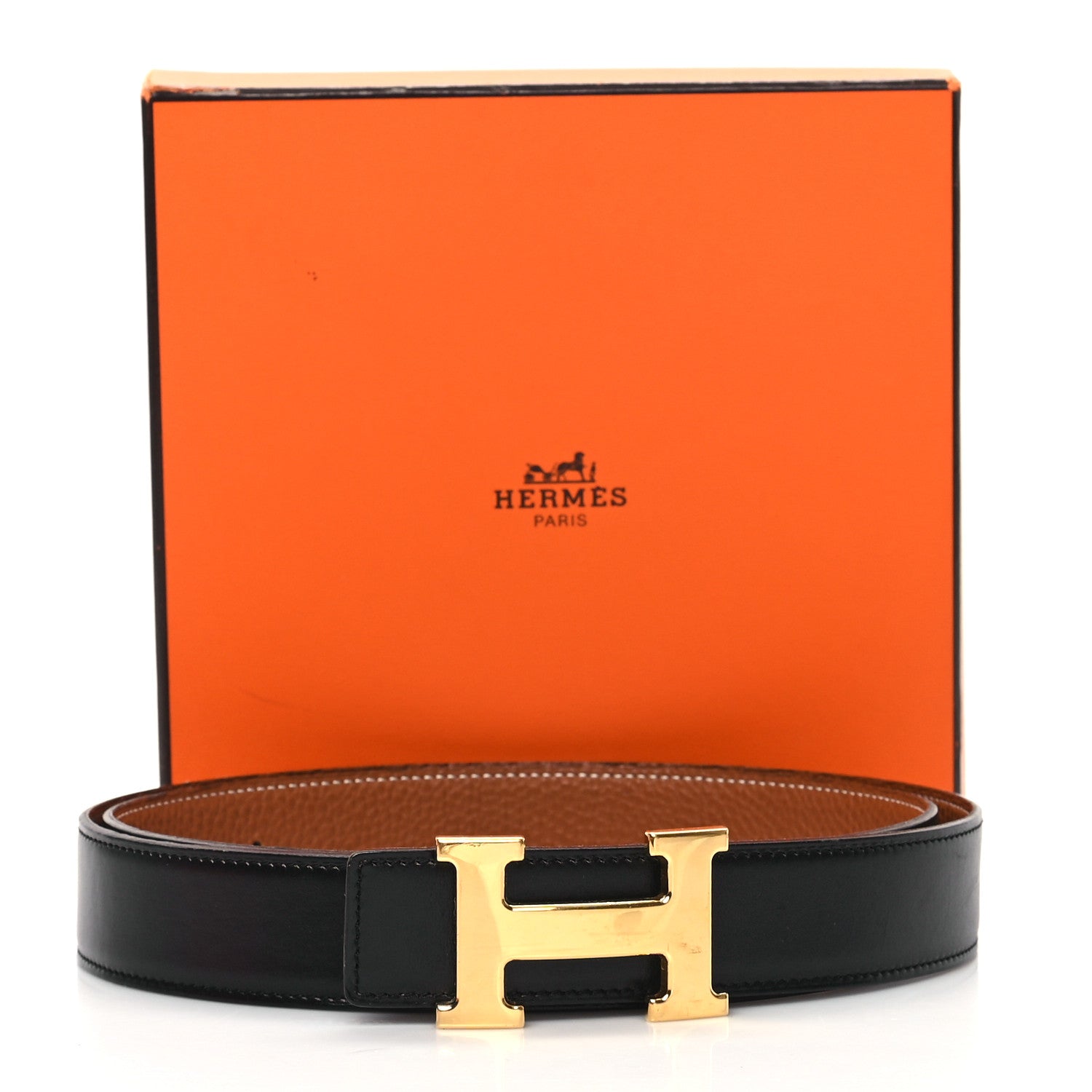 Hermes Box Togo 32mm H Belt 110 44 Black Gold 6 of 6