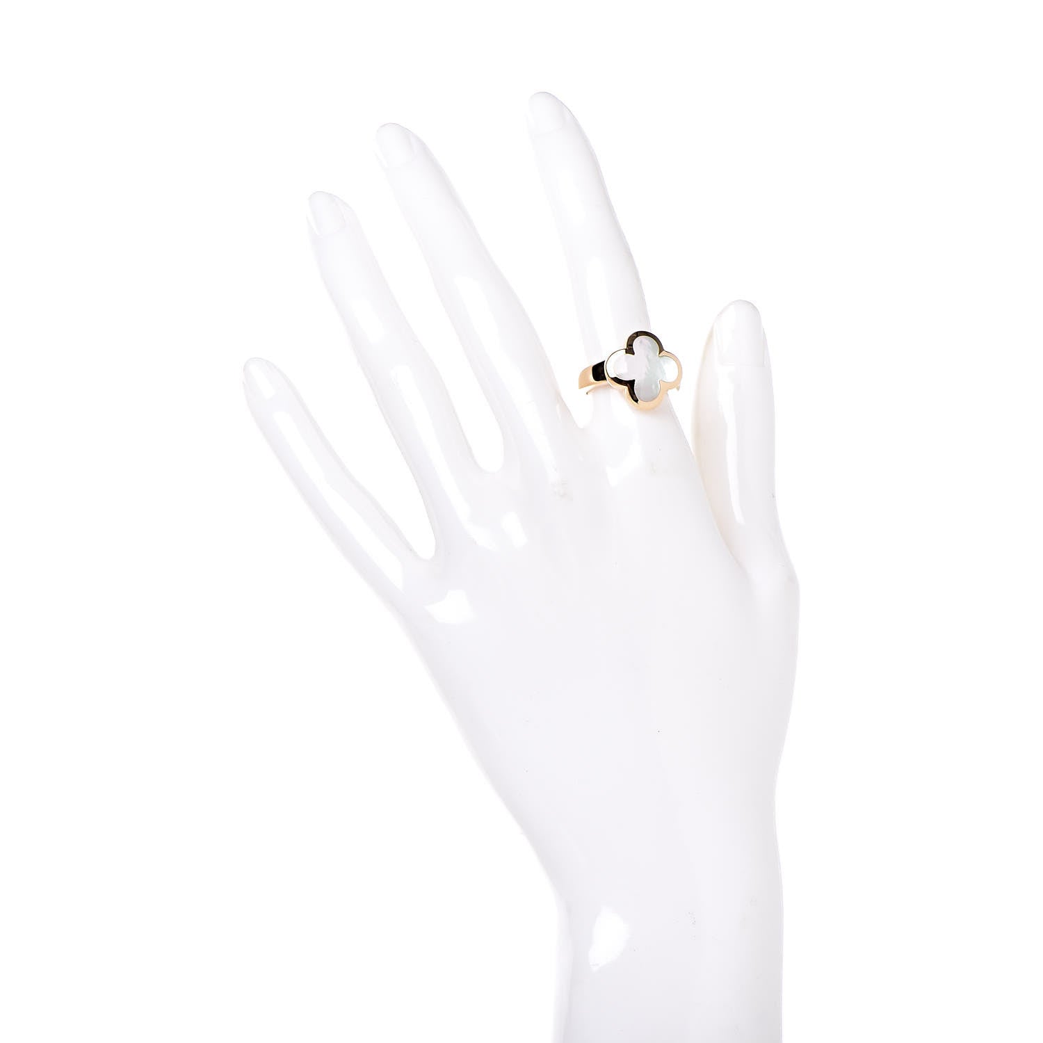 Van Cleef & Arpels 18K Yellow Gold Mother of Pearl Pure Alhambra Ring 50 5.25 2 of 6