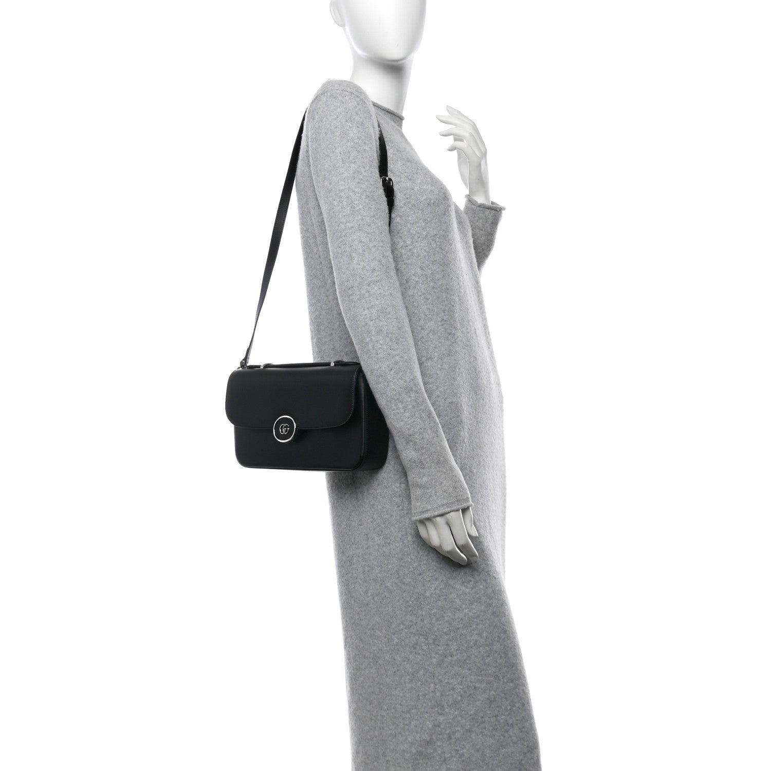 Gucci Senna Calfskin Petite GG Top Handle Shoulder Bag Black 2 of 10
