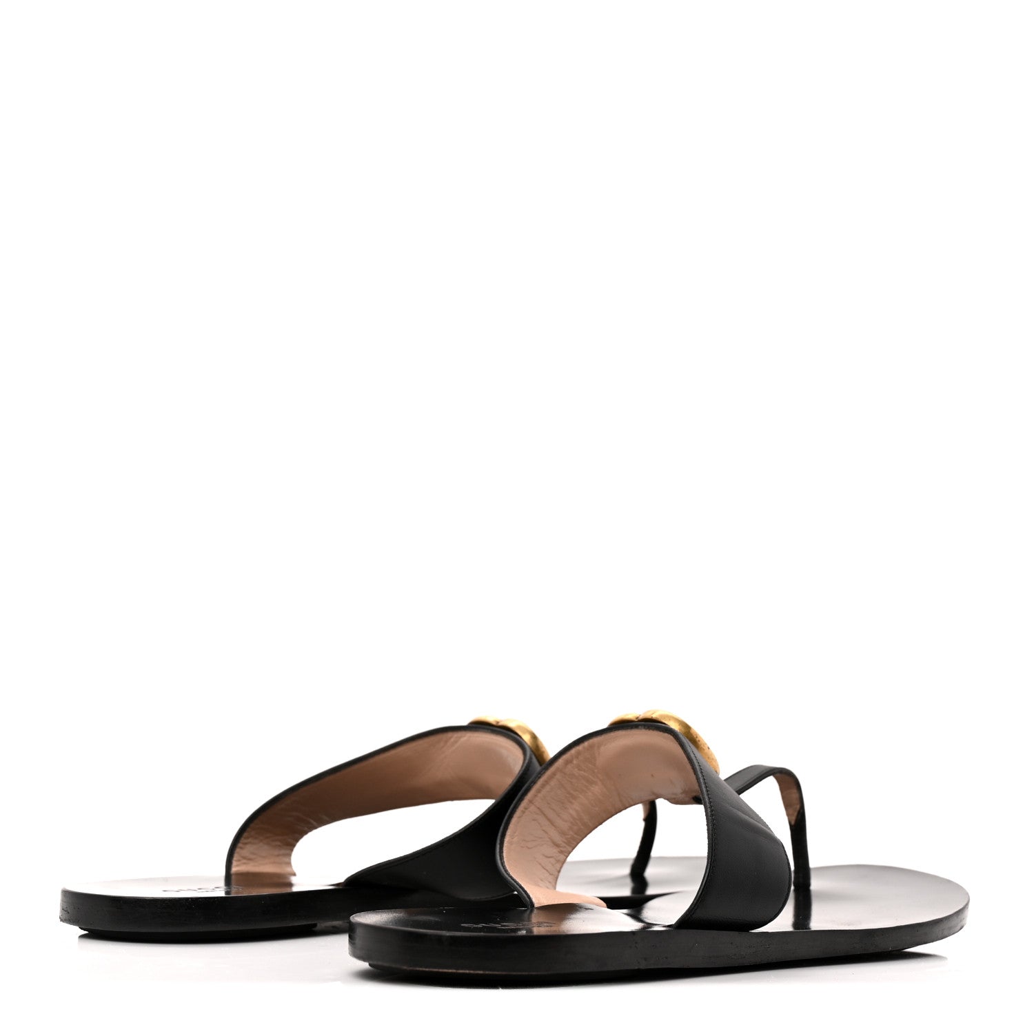 Gucci Calfskin GG Marmont Thong Sandals 40 Black 5 of 10