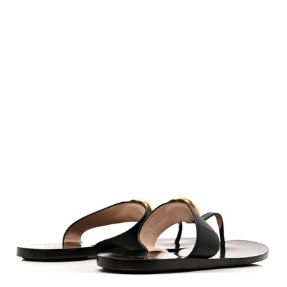 Gucci Calfskin GG Marmont Thong Sandals 40 Black 5 of 10