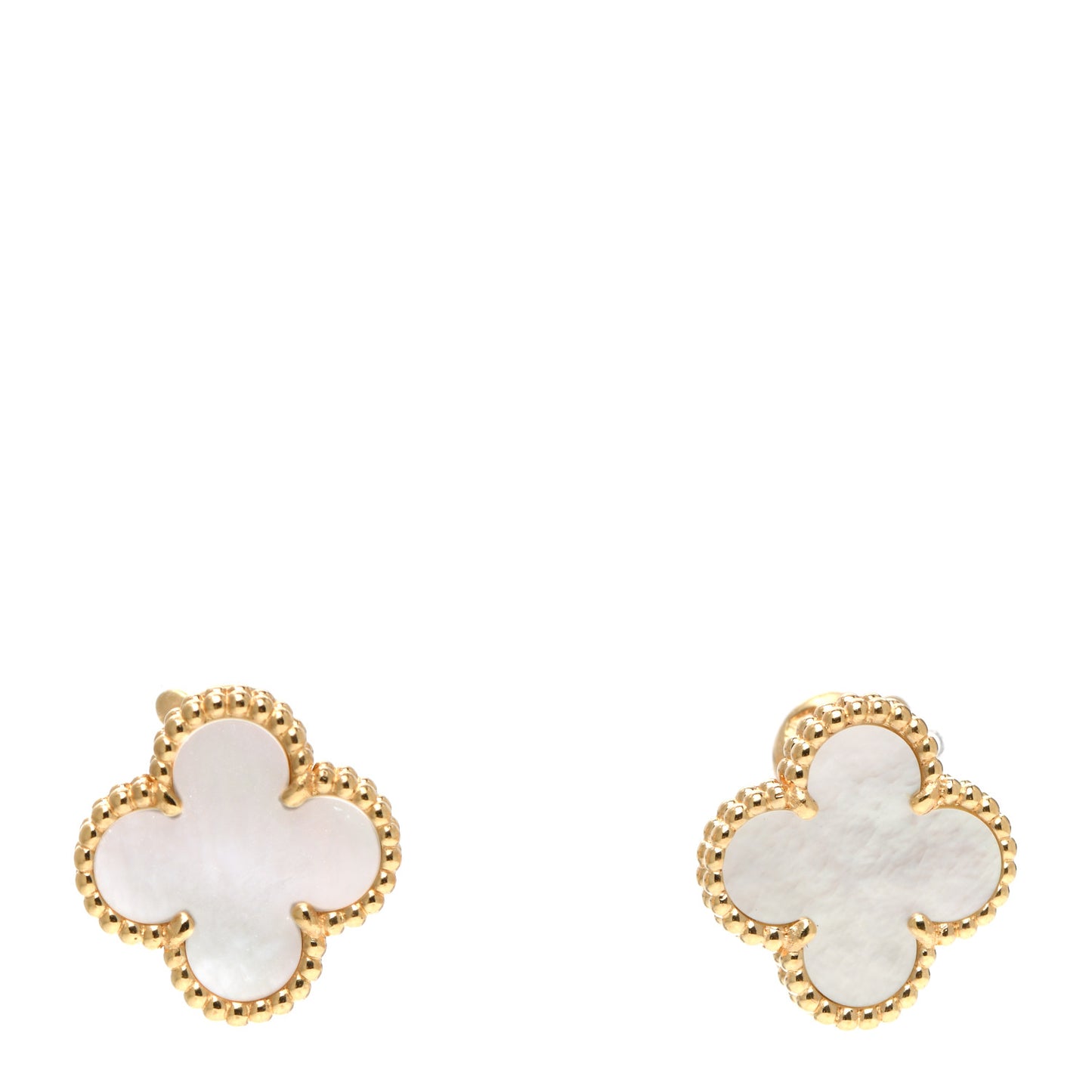 18K Yellow Gold Mother of Pearl Vintage Alhambra Earrings