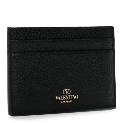 Valentino Garavani Pebbled Calfskin Rockstud Card Holder Black 3 of 8