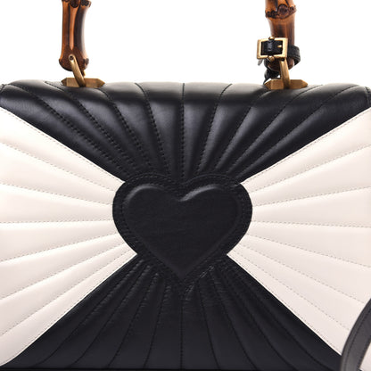 Gucci Calfskin Bamboo Trapuntata Queen Margaret Top Handle Bag Mystic White Black 17 of 19