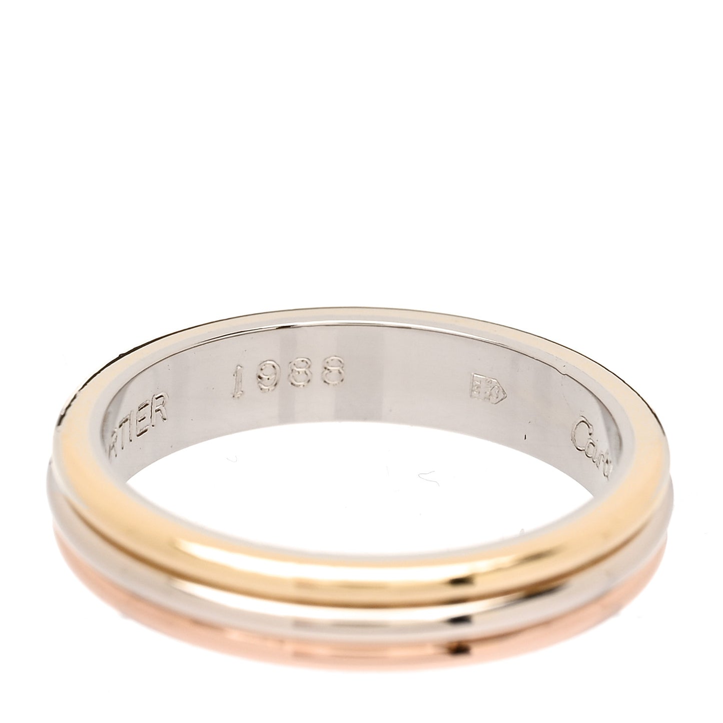 18K Pink White Yellow Gold 4mm Trinity Wedding Band Ring 52 6