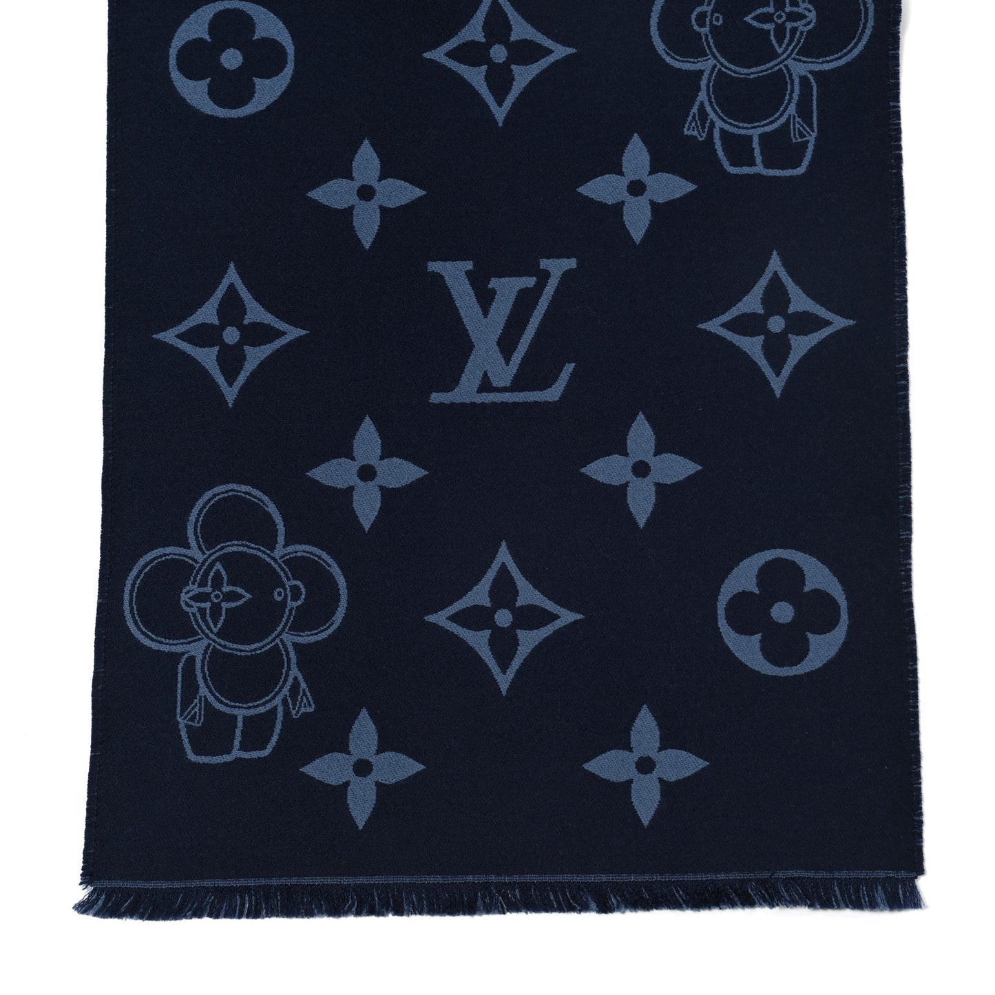 Wool Monogram Vivienne Scarf Navy