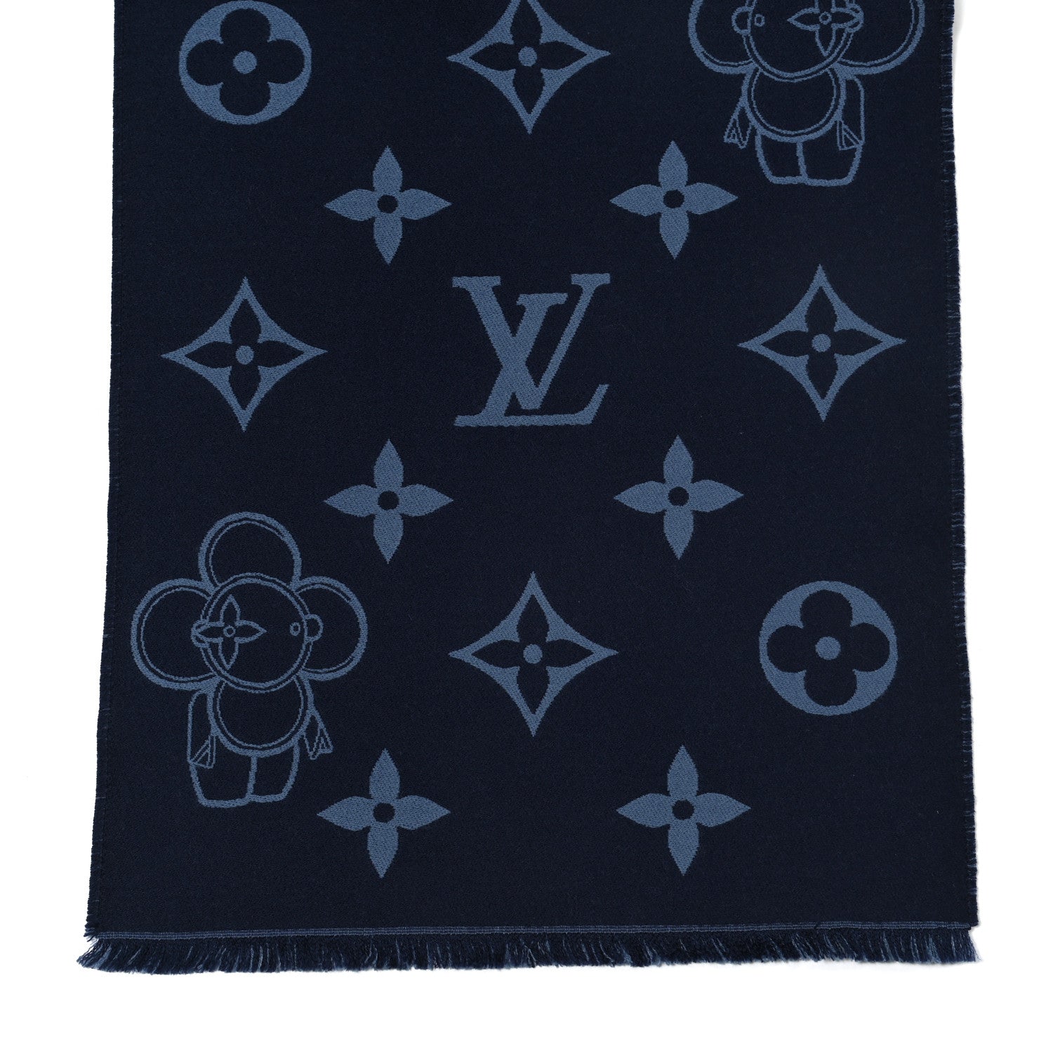 Louis Vuitton Wool Monogram Vivienne Scarf Navy 4 of 4