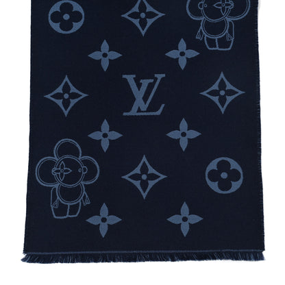 Louis Vuitton Wool Monogram Vivienne Scarf Navy 4 of 4