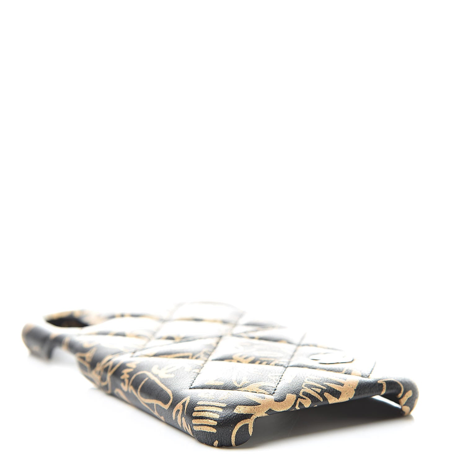 Chanel Lambskin Quilted iPhone X Coco Tech Egyptian Graffiti Case Black Gold 4 of 7