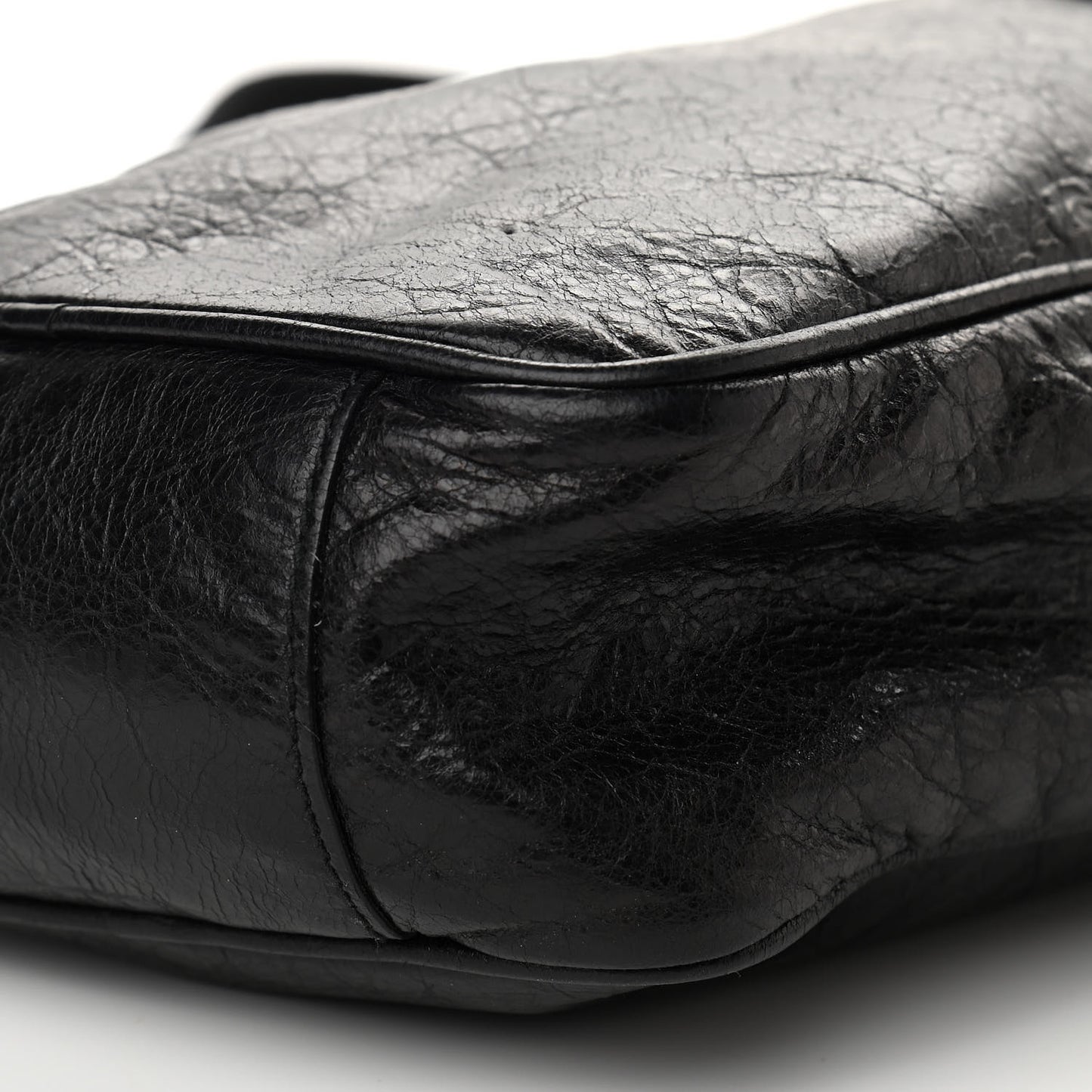 Agneau Classic Silver Hardware Reporter Shoulder Bag Black