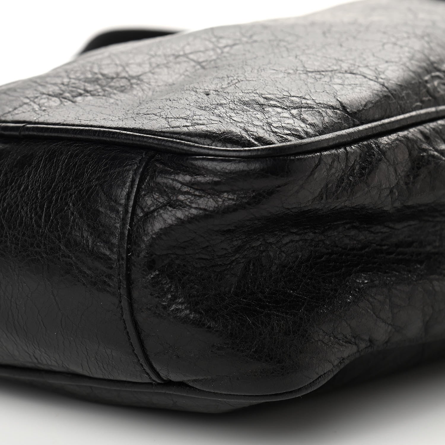 Balenciaga Agneau Classic Silver Hardware Reporter Shoulder Bag Black 10 of 12