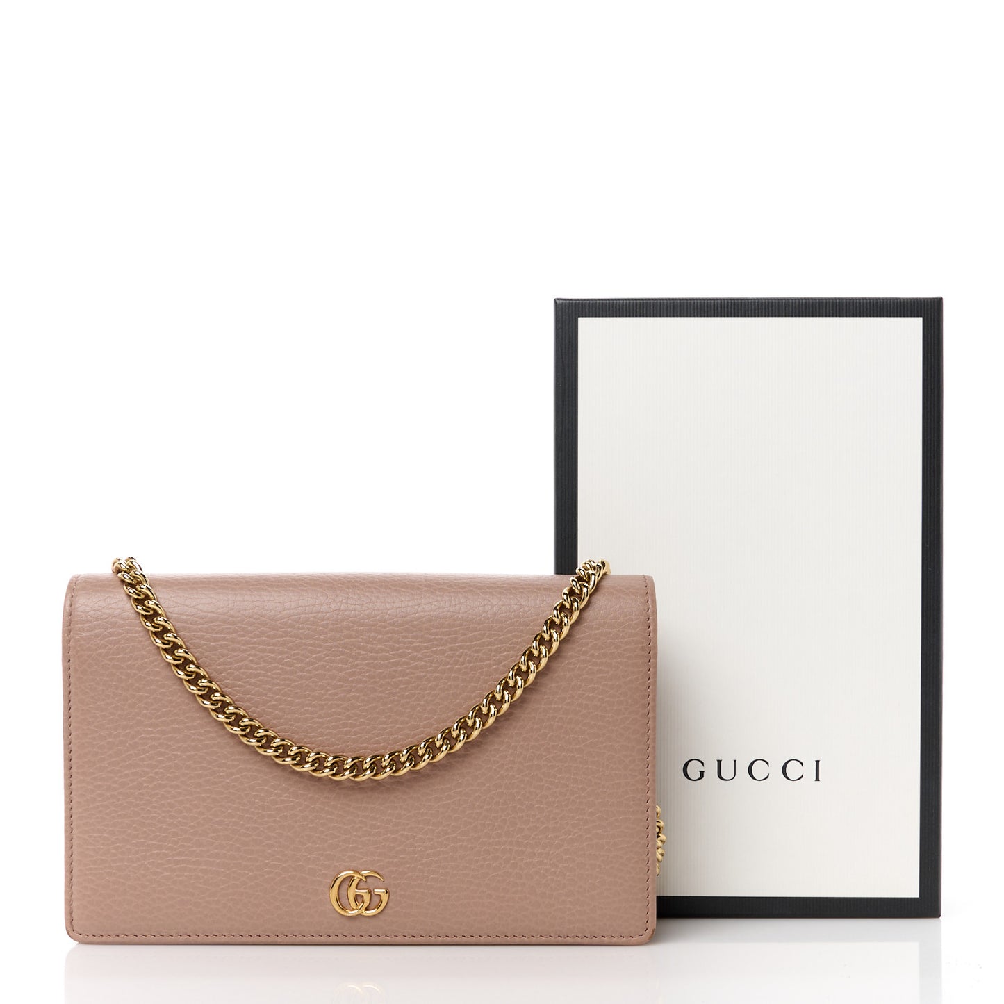 Calfskin Mini GG Marmont Chain Wallet Porcelain Rose