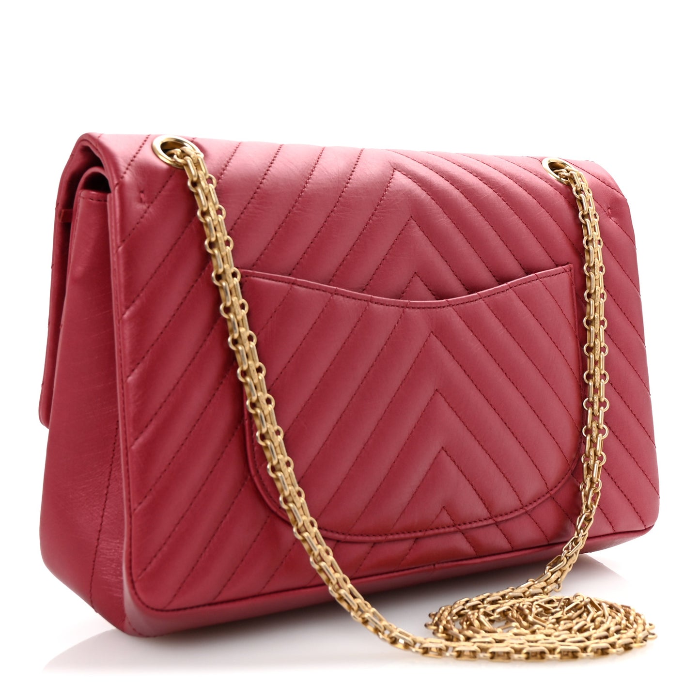 Metallic Aged Calfskin Chevron Quilted 2.55 Reissue 226 Flap Red