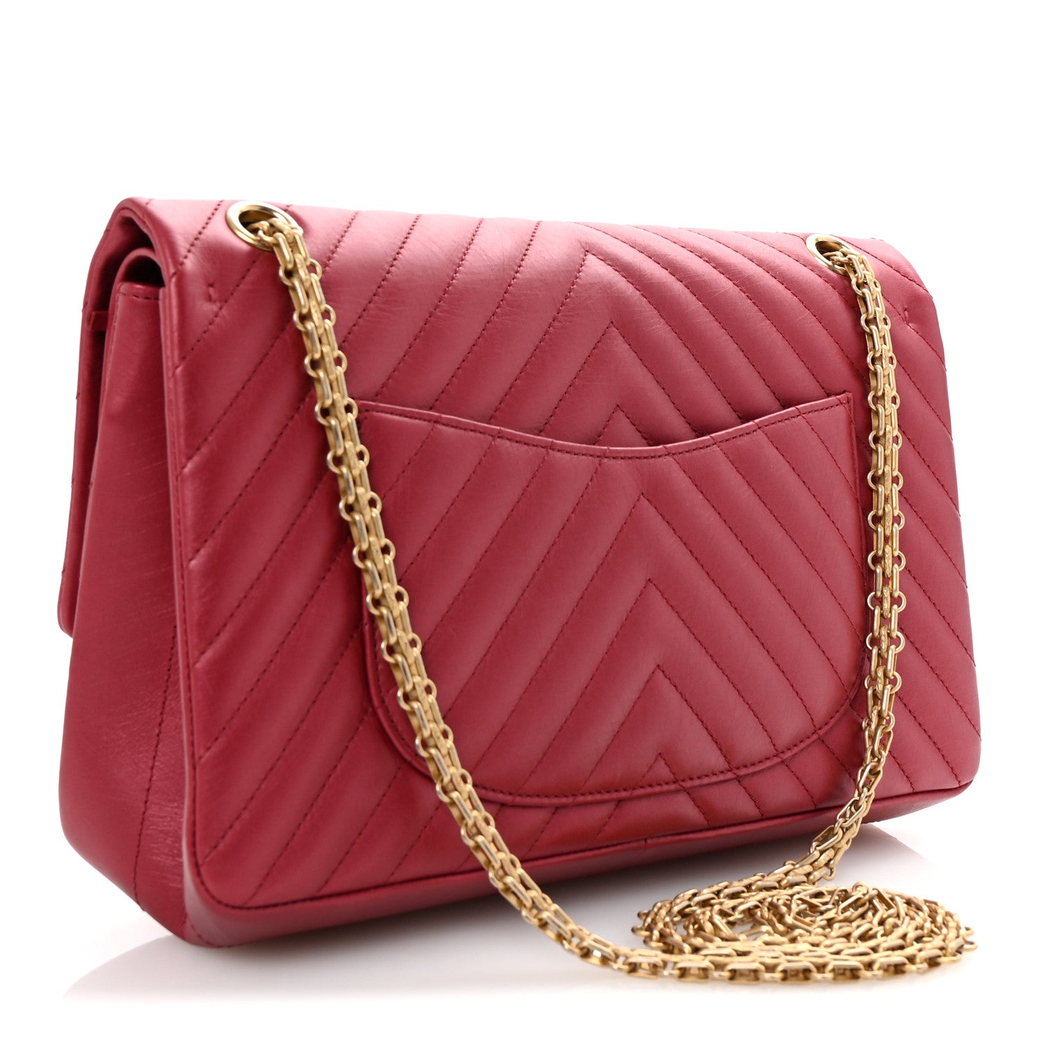 Chanel Metallic Aged Calfskin Chevron Quilted 2.55 Reissue 226 Flap Red 3 of 10