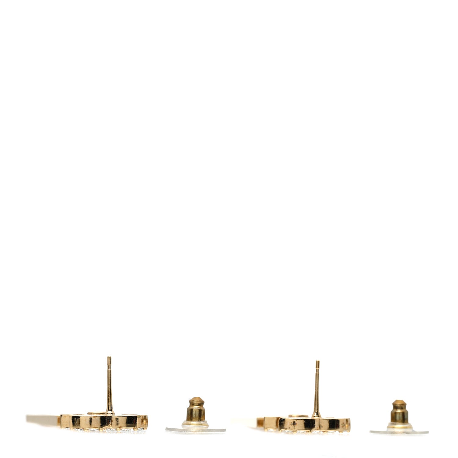 Chanel Metal Crystal CC Boy Drop Earrings Gold 3 of 5