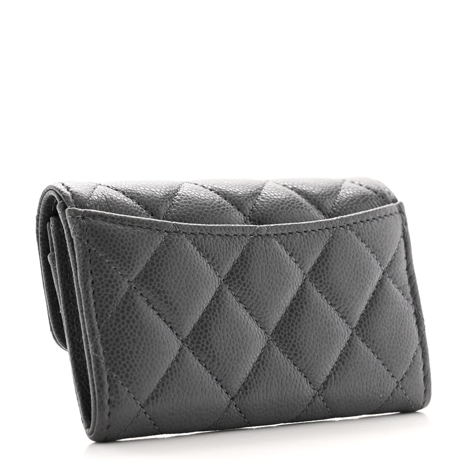 Chanel Caviar Quilted Flap Card Holder Wallet Dark Grey 3 of 9