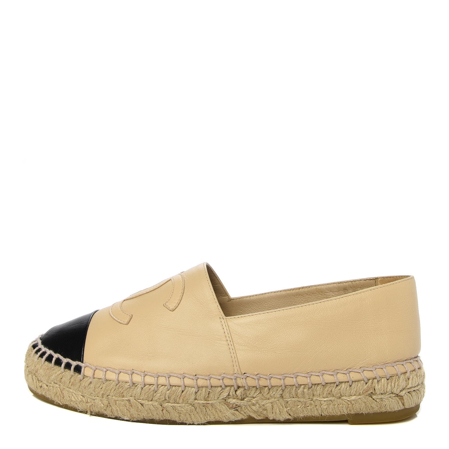 Chanel Lambskin CC Espadrilles 36 Beige Black 1 of 13