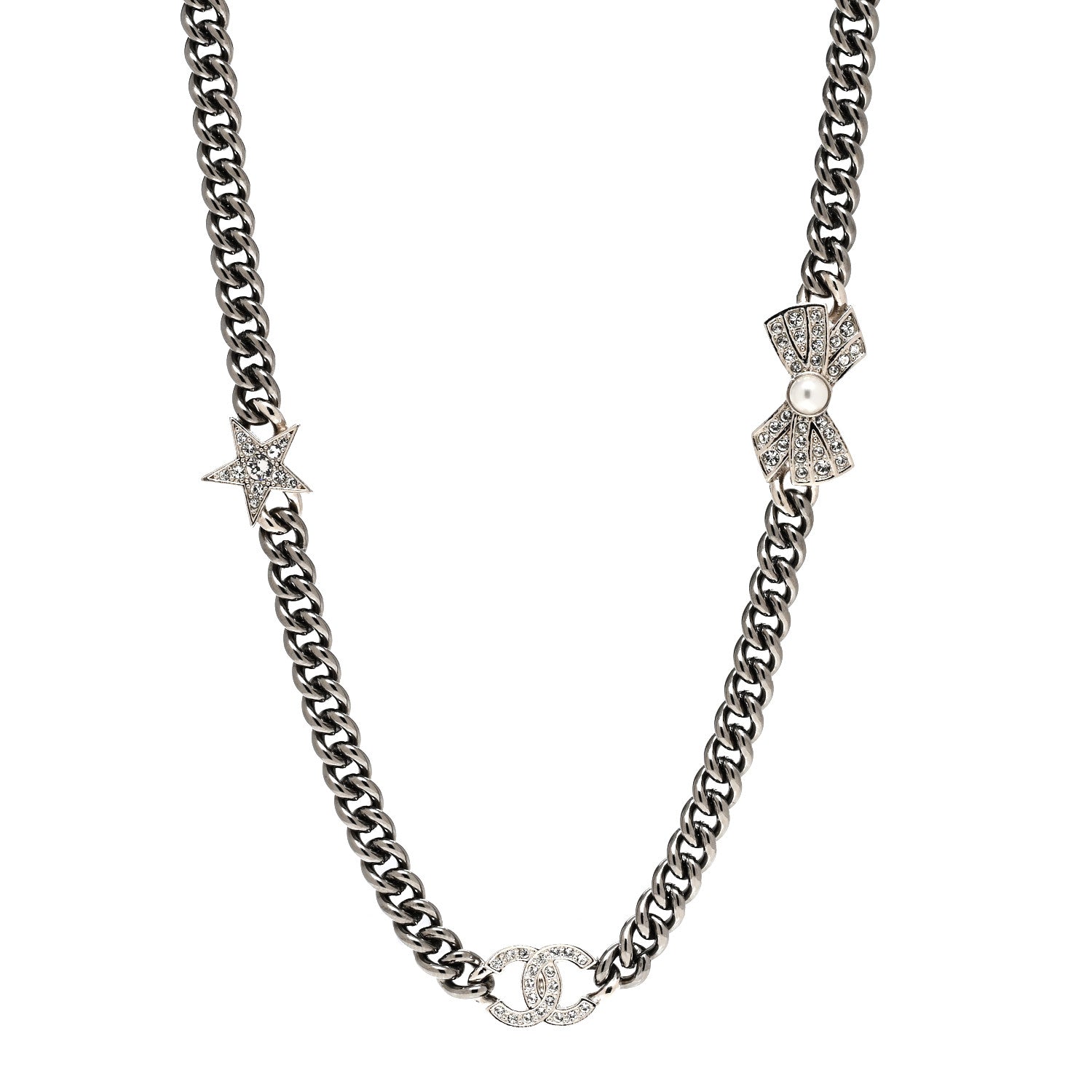 Chanel Crystal Lucky Charms Necklace Silver 1 of 4