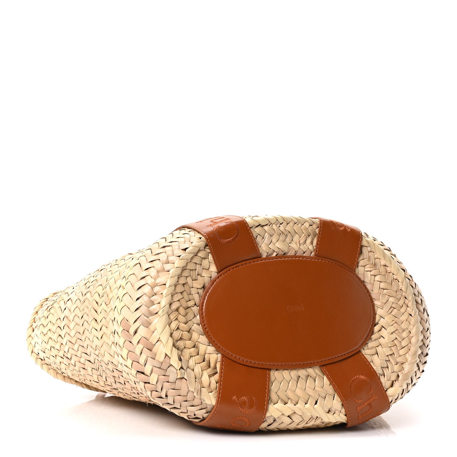 Chloe Raffia Smooth Calfskin Medium Sense Basket Caramel 3 of 8