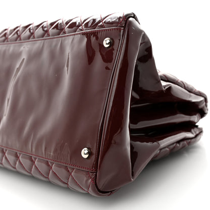 Chanel Patent Quilted Maxi Just Mademoiselle Bowling Bag Burgundy 12 of 24