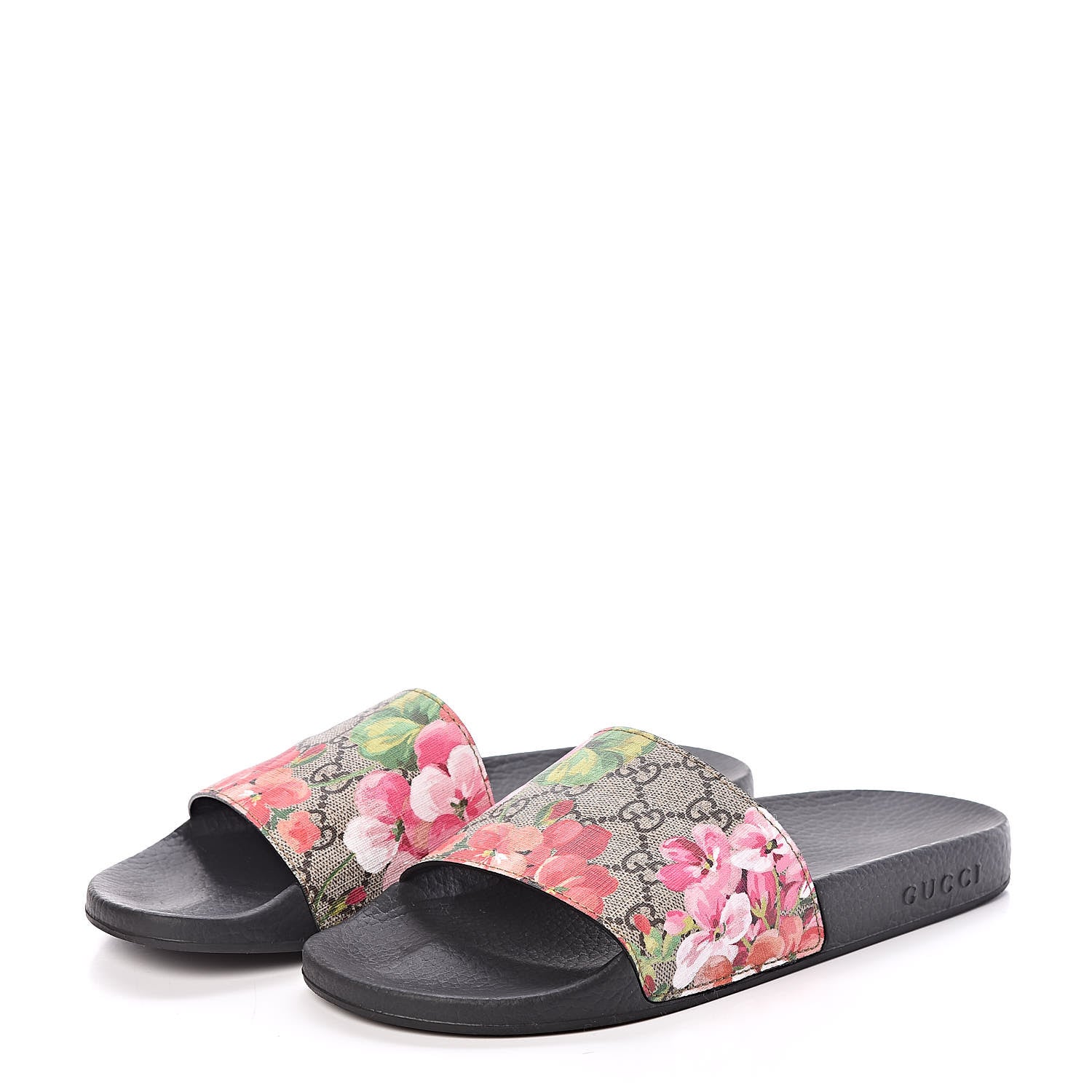Gucci GG Supreme Monogram Blooms Slide Sandals 39 Beige Multicolor 3 of 7