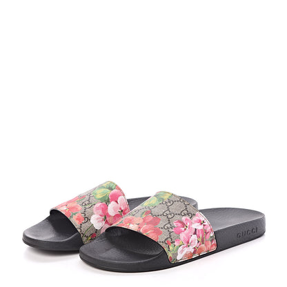 Gucci GG Supreme Monogram Blooms Slide Sandals 39 Beige Multicolor 3 of 7