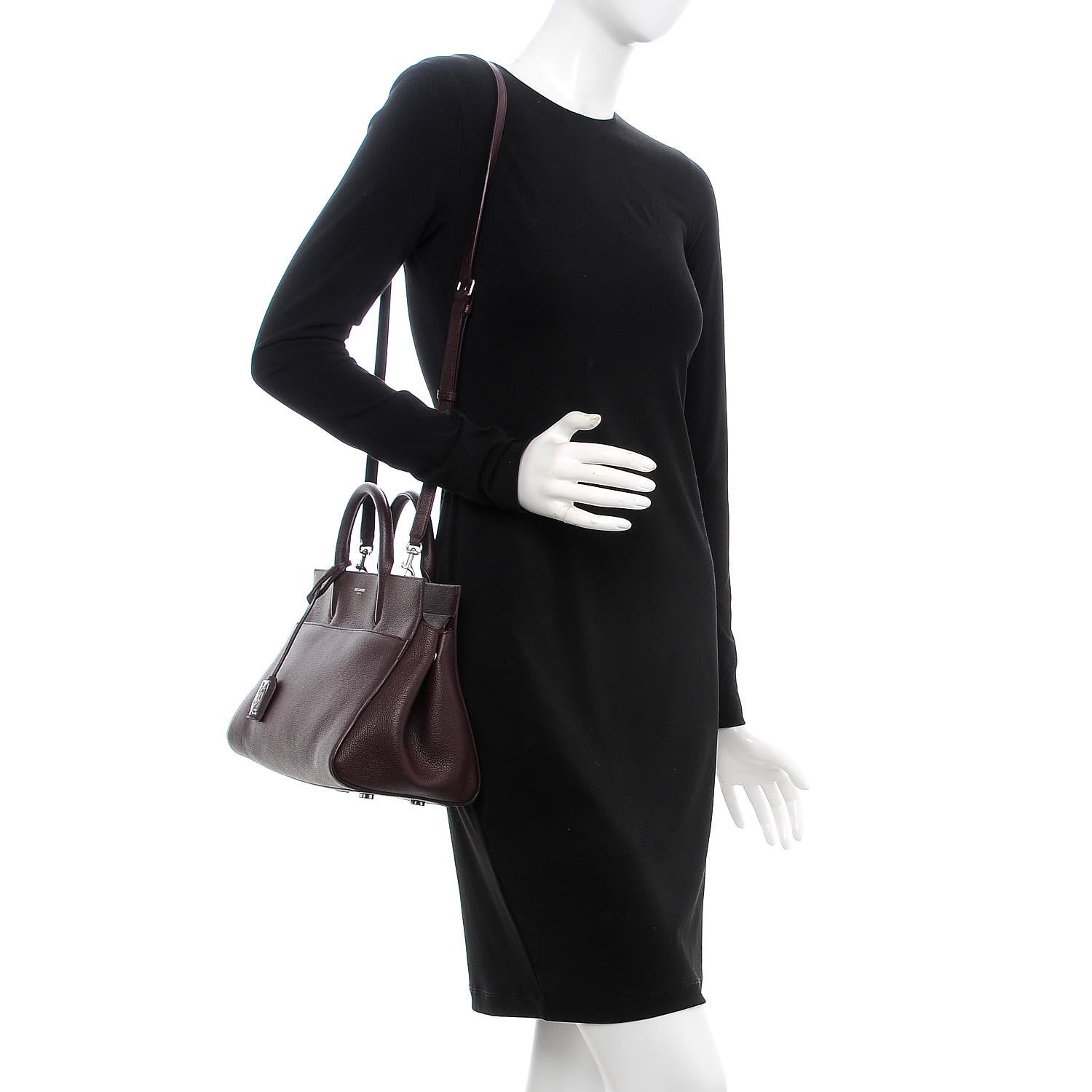 Saint Laurent Grained Calfskin Small Cabas Rive Gauche Amaranto 3 of 15