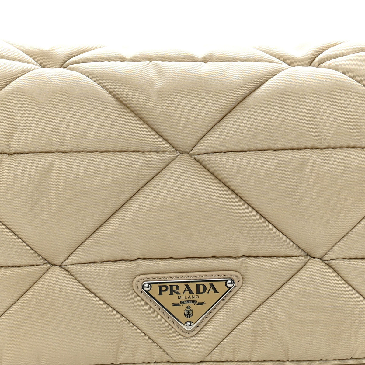 Re-Nylon Quilted Padded Flap Shoulder Bag Deserto