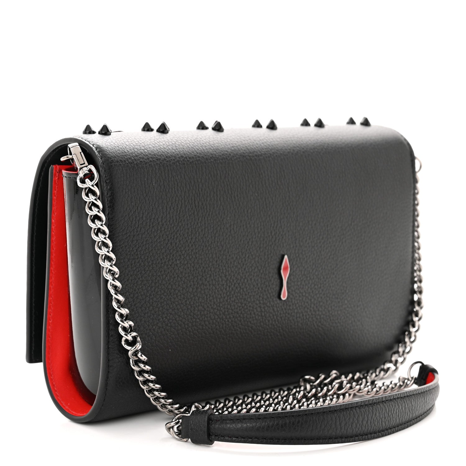 Christian Louboutin Calfskin Spikes Loubinthesky Paloma Clutch Black 3 of 9