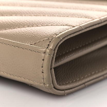 Saint Laurent Grain De Poudre Matelasse Chevron Monogram Envelope Chain Wallet Nude Powder 8 of 9