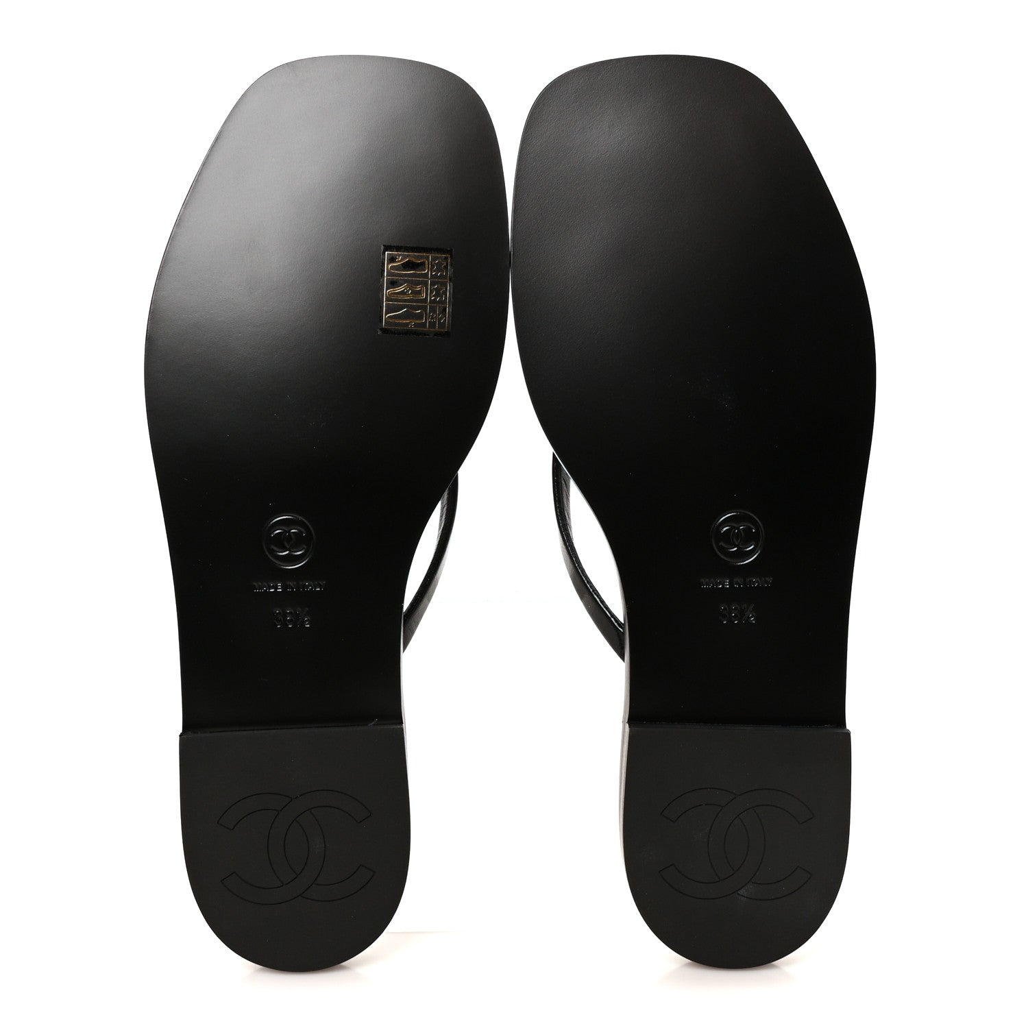 Chanel Goatskin CC Times Square Thong Sandals 38.5 Black 6 of 10