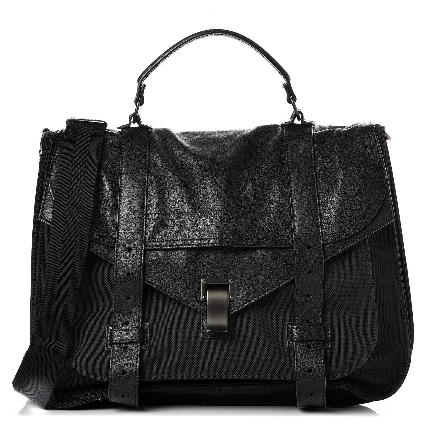 Lambskin Nylon Extra Large PS1 Satchel Black
