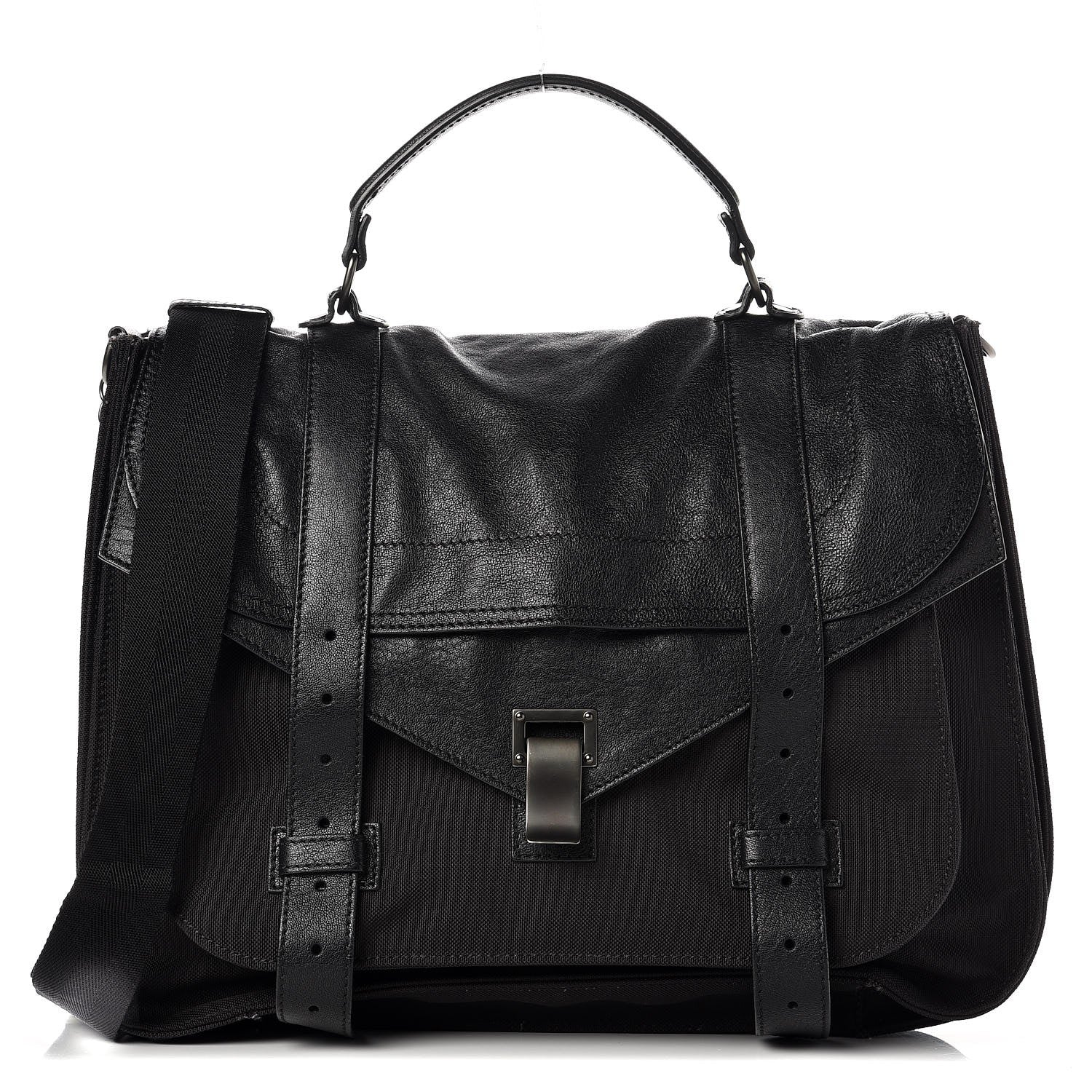 Proenza Schouler Lambskin Nylon Extra Large PS1 Satchel Black 1 of 17
