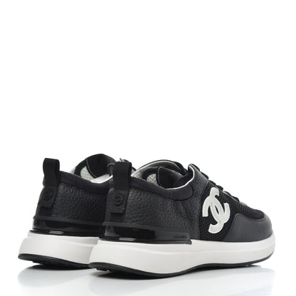 Chanel Calfskin Mesh Lycra Suede Womens Logo Sneakers 38.5 Black 4 of 9