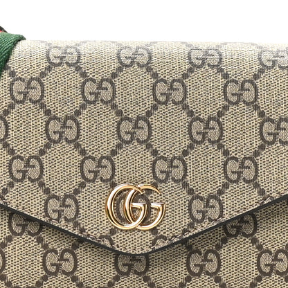 Gucci GG Supreme Monogram Textured Dollar Calfskin Web Mini Ophidia Envelope Shoulder Bag Beige Ebony New Acero 8 of 11