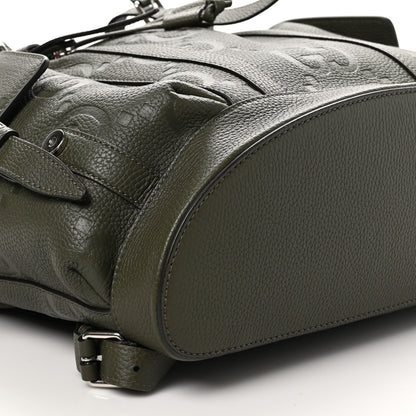 Gucci Piuma Calfskin Jumbo GG Embossed Double Buckle Backpack  Vintage Olive 9 of 10