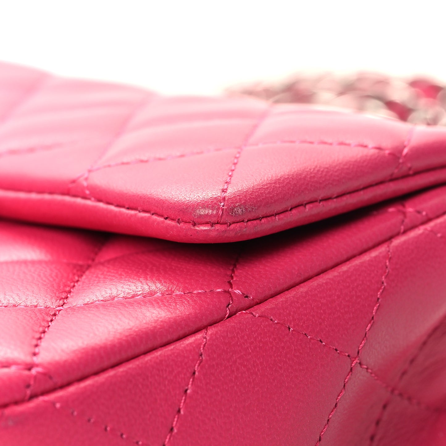 Lambskin Quilted Mini Rectangular Flap Dark Pink