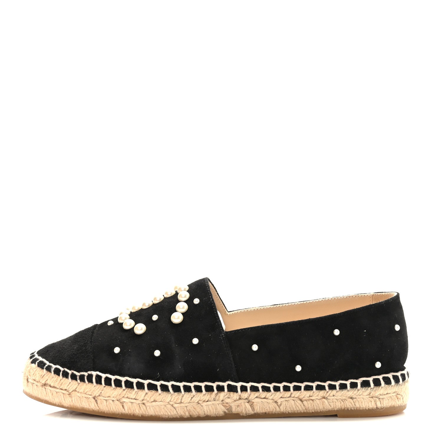 Chanel Suede Pearl CC Espadrilles 38 Black 1 of 9
