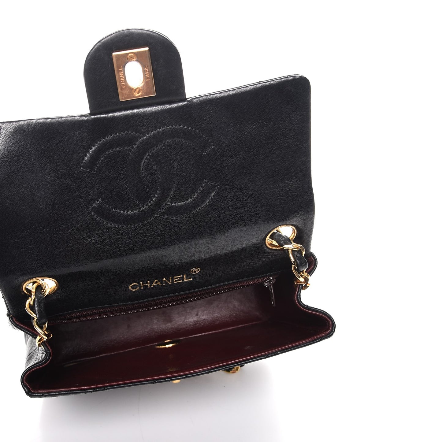 Lambskin Quilted Mini Square Flap Black