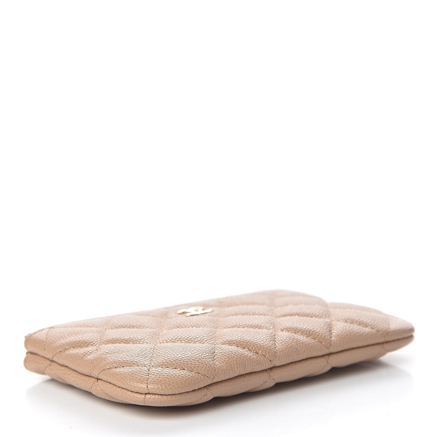 Caviar Quilted Small Cosmetic Case Beige