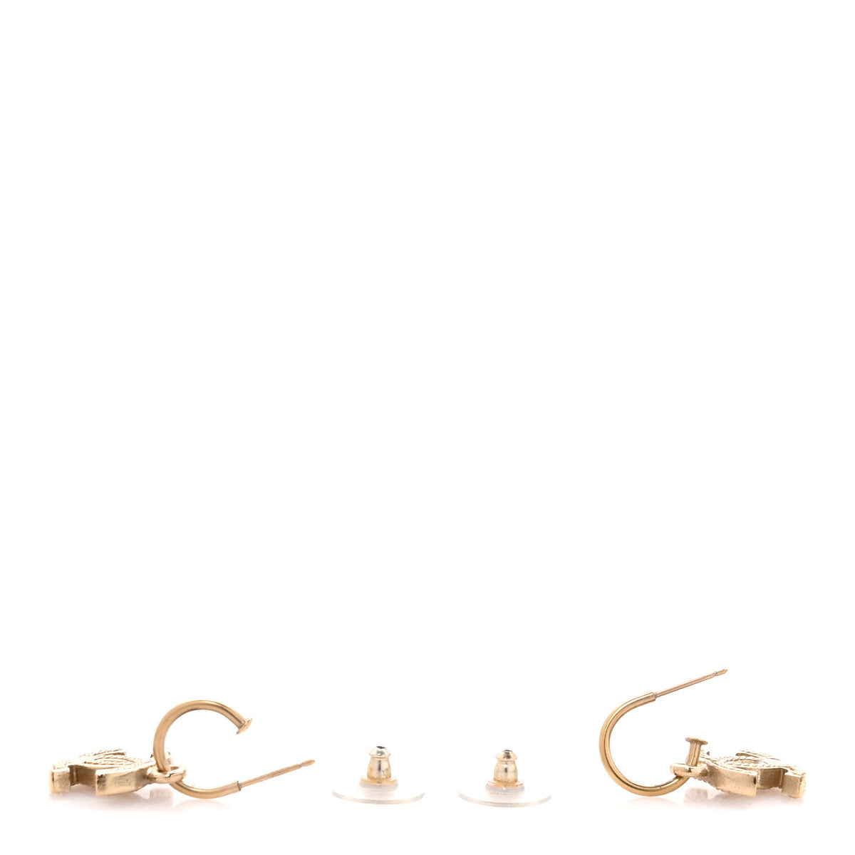 Metal CC Rope Hoop Drop Earring Gold