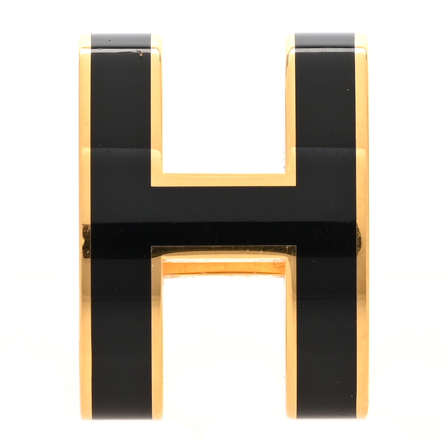 Hermes Lacquered Gold Pop H Pendant Black 1 of 3
