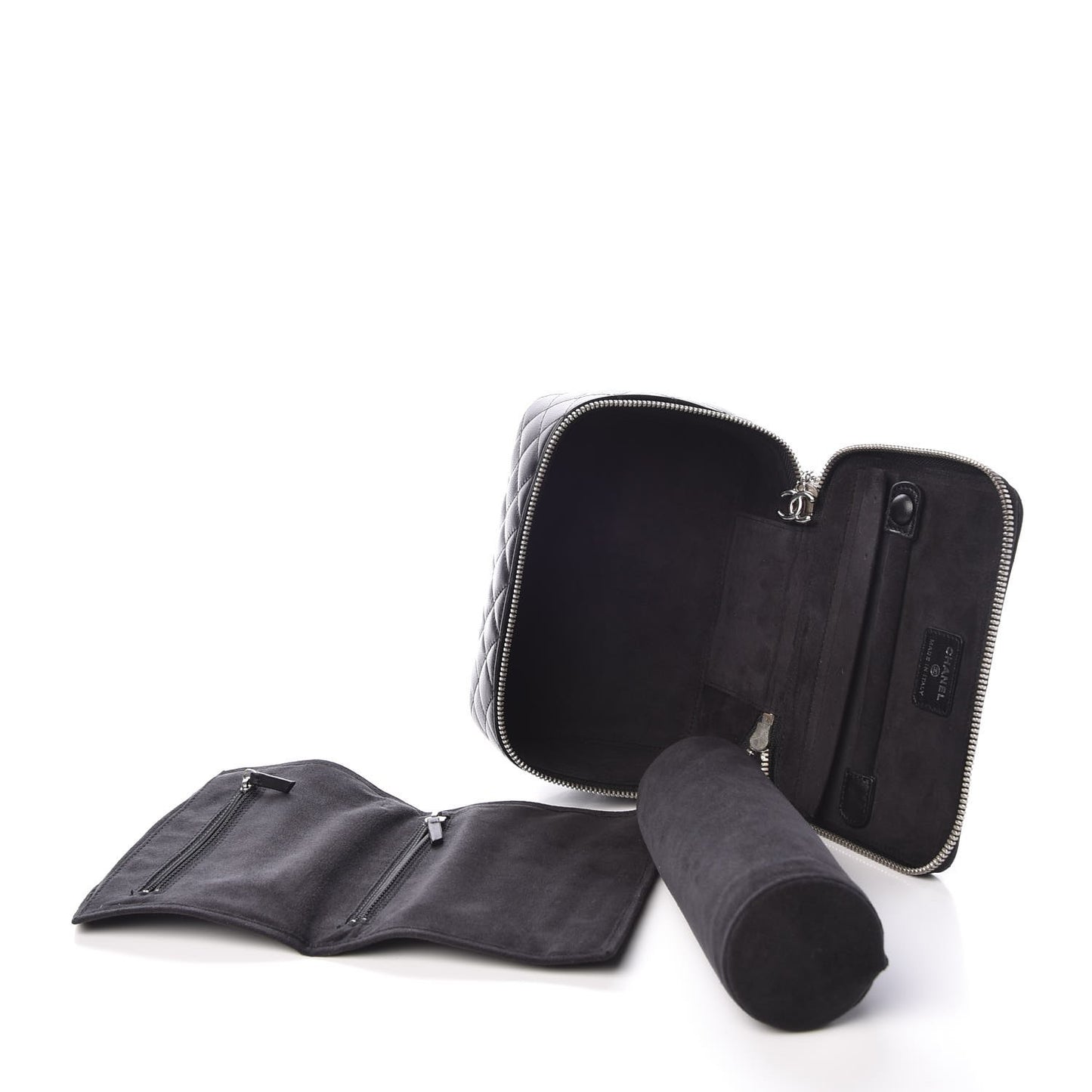 Lambskin Quilted Jewelry Case Black