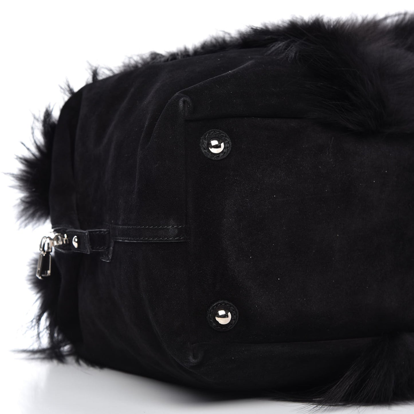Suede Fox Fur Medium Easy Sac Black