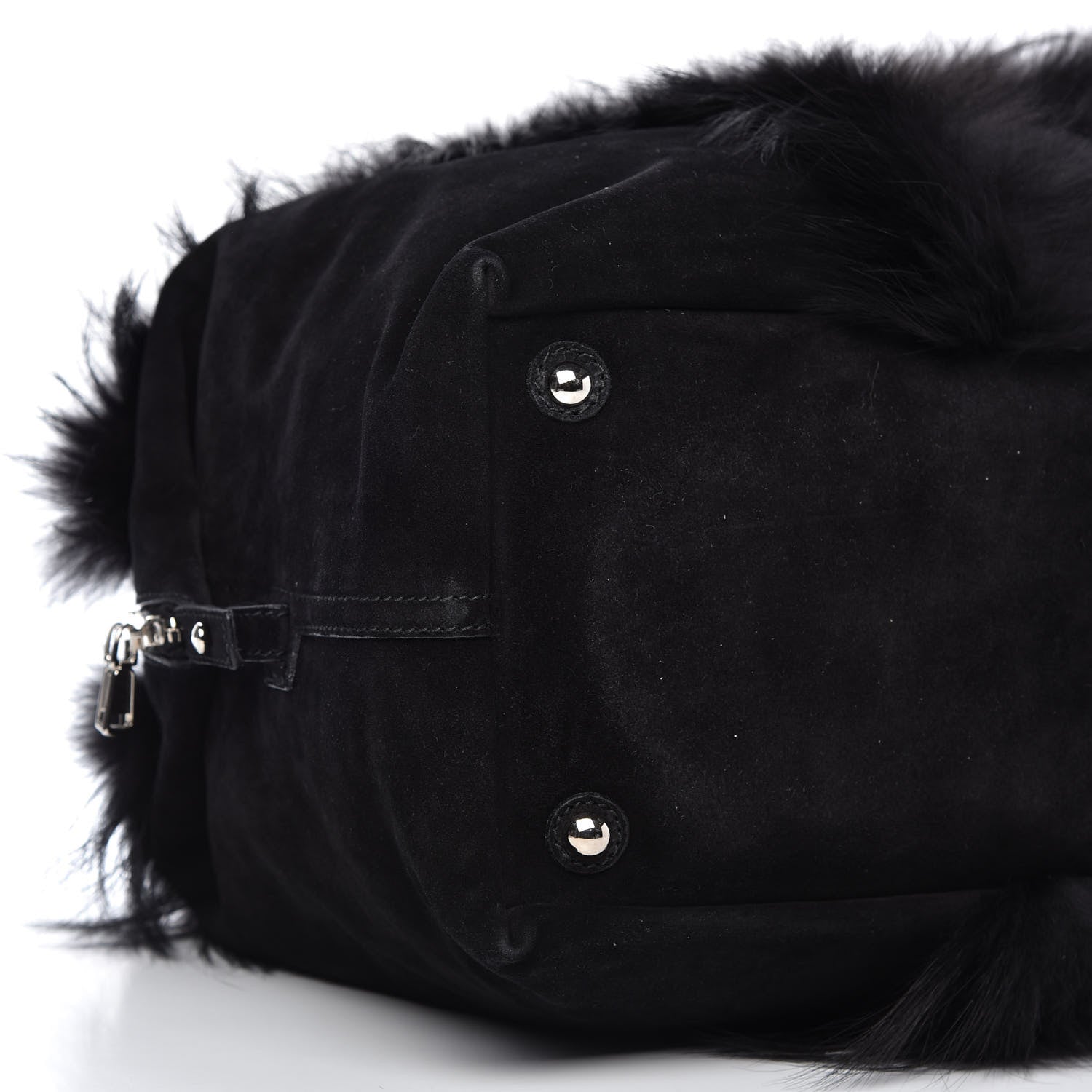 Saint Laurent Suede Fox Fur Medium Easy Sac Black 6 of 9