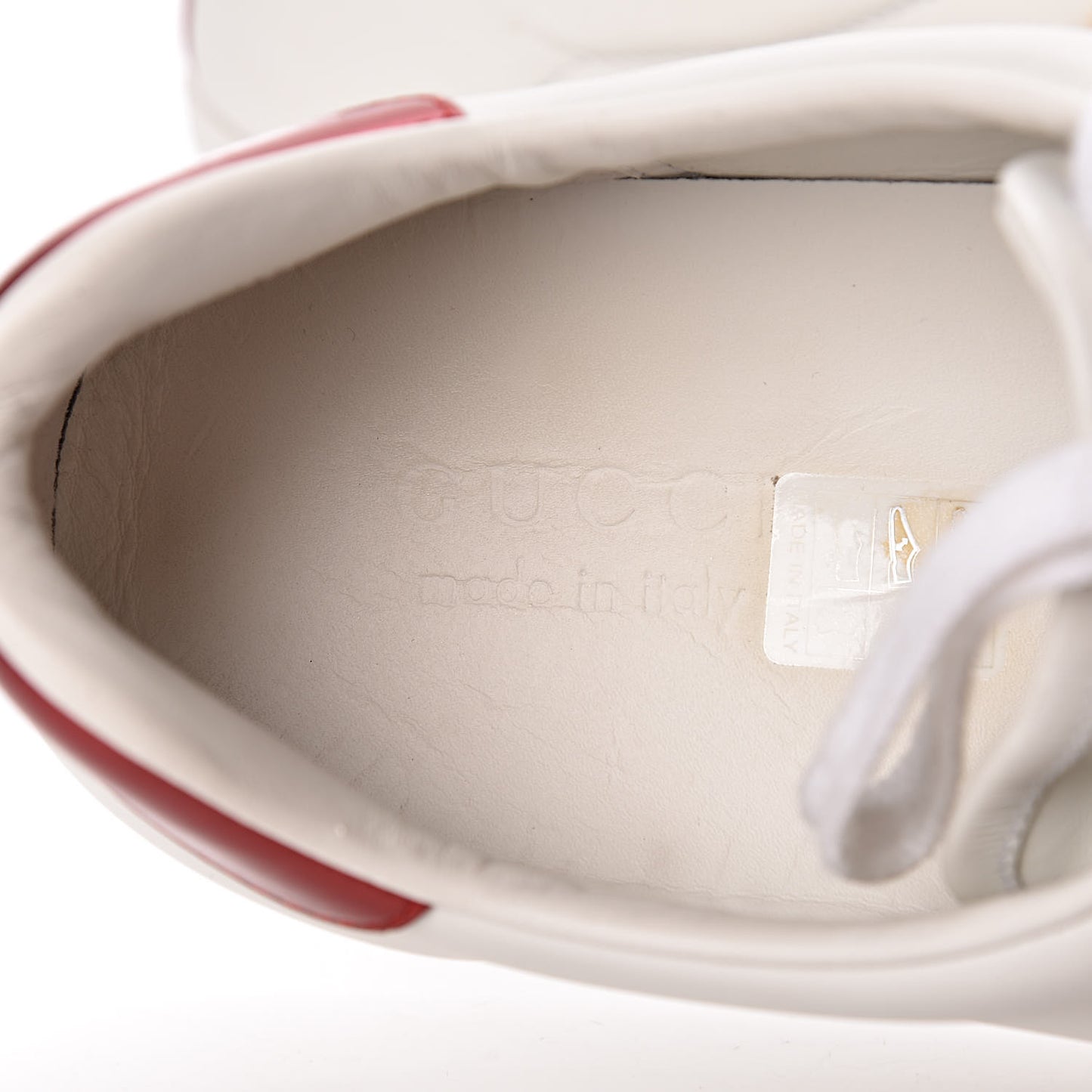 Calfskin Stripe Mens New Ace Sneakers 9.5 White Ecru Red Flame
