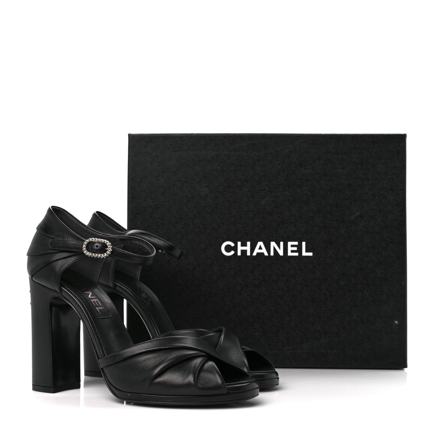 Lambskin Pearl CC Sandals 39.5 Black