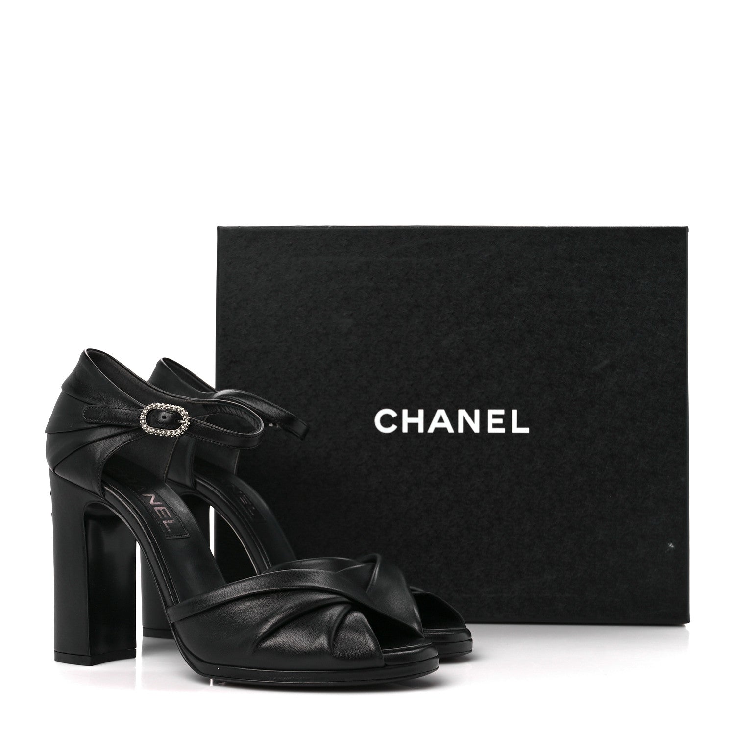 Chanel Lambskin Pearl CC Sandals 39.5 Black 9 of 9
