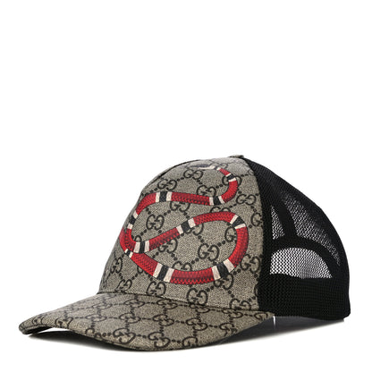 Gucci GG Supreme Monogram Kingsnake Print Baseball Hat L 59 Beige 1 of 11