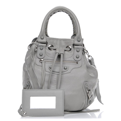 Balenciaga Matte Goatskin Rubber Covered Classic Hardware Mini Pompon Gris Glace 1 of 9